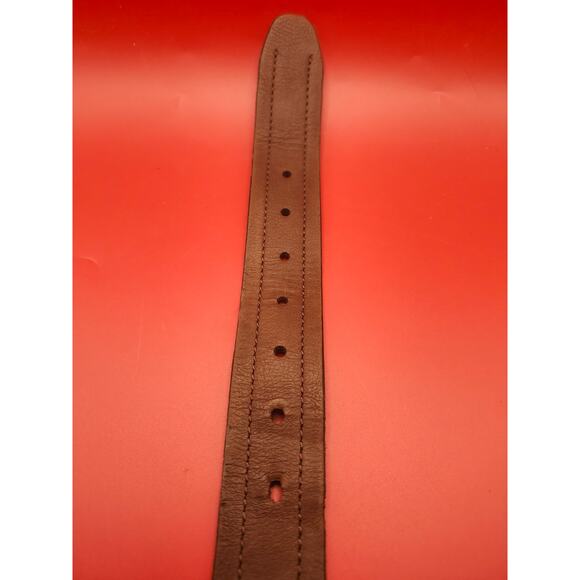 Men’s Brown Leather Belt 3X 50–52 Brushed Silver Buckle Classic Dress Casual - Picture 6 of 8